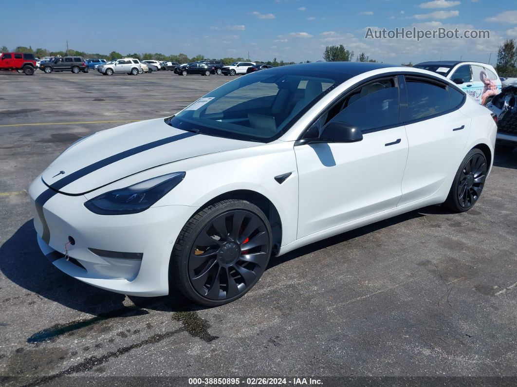 2021 Tesla Model 3 Performance Dual Motor All-wheel Drive White vin: 5YJ3E1ECXMF078090
