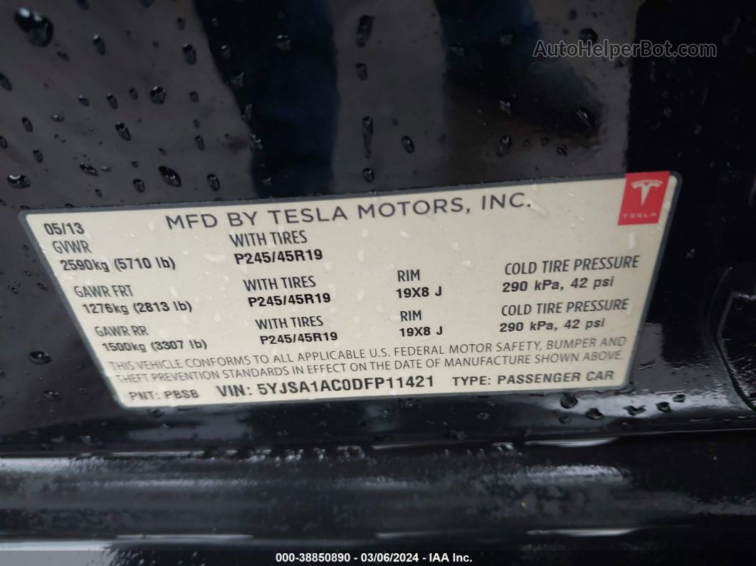 2013 Tesla Model S   Black vin: 5YJSA1AC0DFP11421