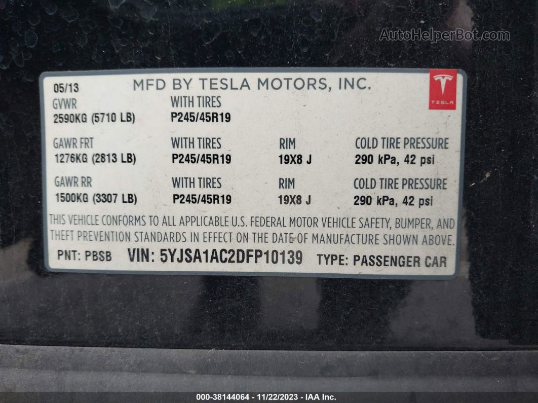 2013 Tesla Model S Black vin: 5YJSA1AC2DFP10139