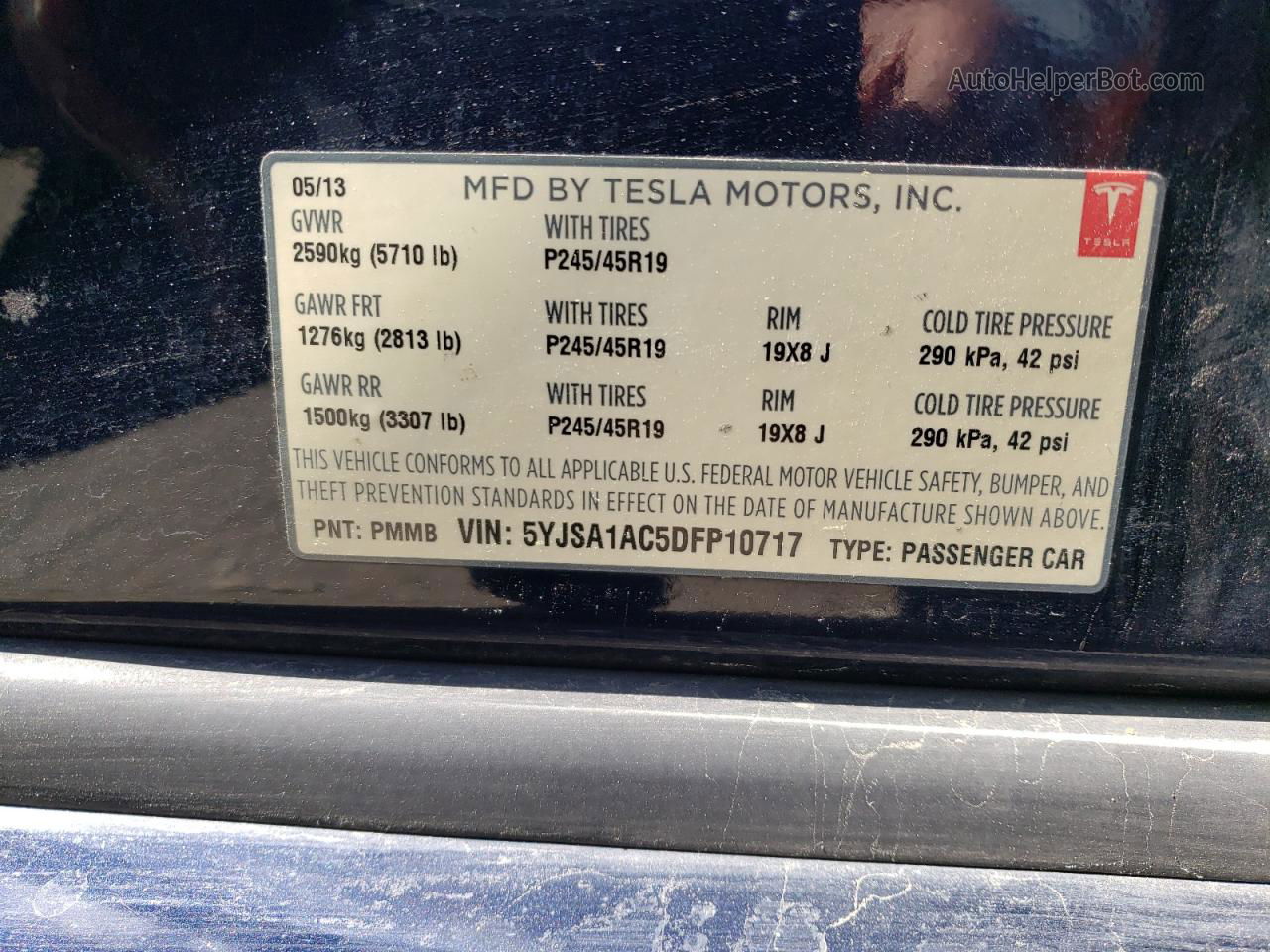 2013 Tesla Model S  Blue vin: 5YJSA1AC5DFP10717