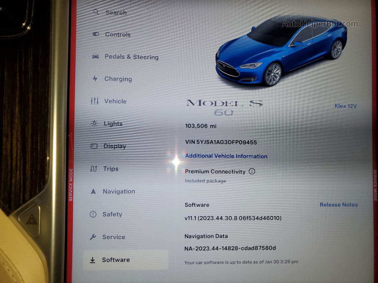 2013 Tesla Model S  Синий vin: 5YJSA1AG3DFP09455