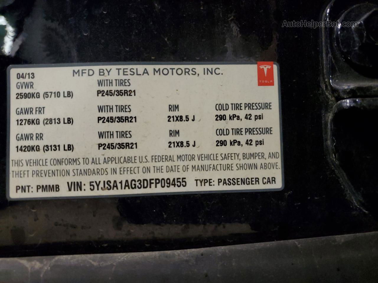 2013 Tesla Model S  Blue vin: 5YJSA1AG3DFP09455