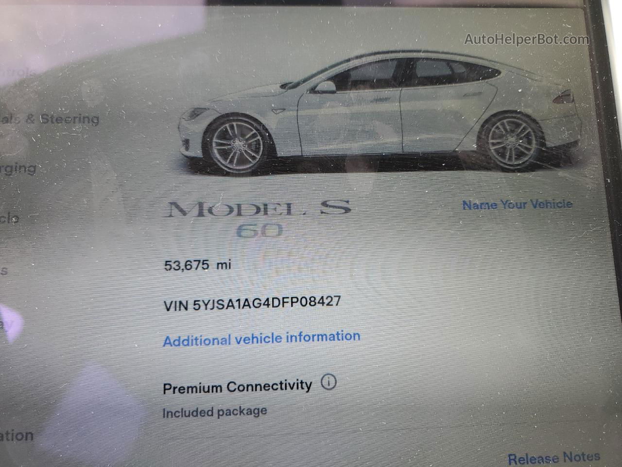 2013 Tesla Model S  White vin: 5YJSA1AG4DFP08427