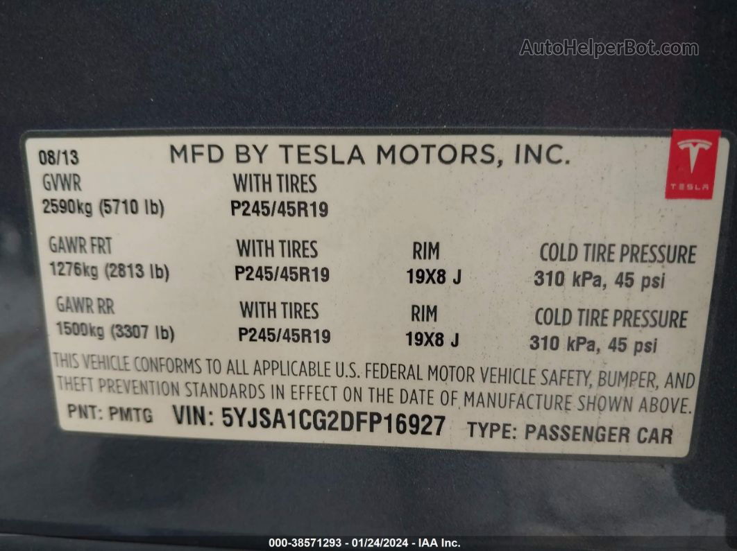 2013 Tesla Model S   Dark Blue vin: 5YJSA1CG2DFP16927