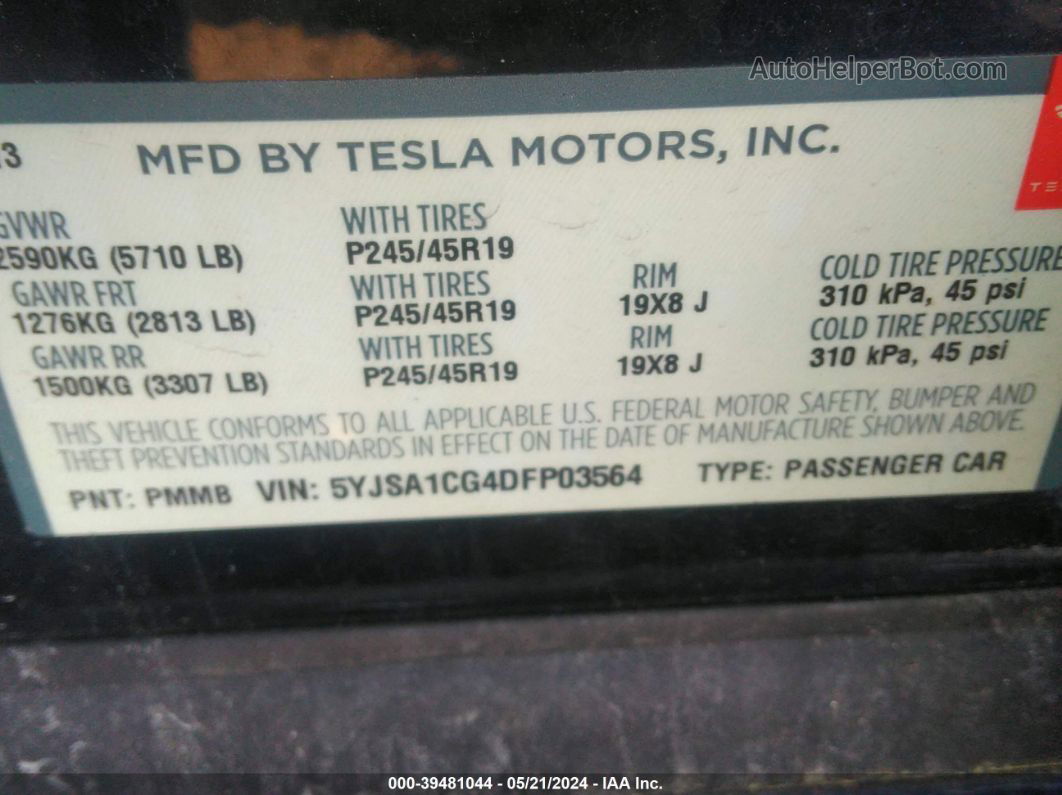 2013 Tesla Model S   Dark Blue vin: 5YJSA1CG4DFP03564