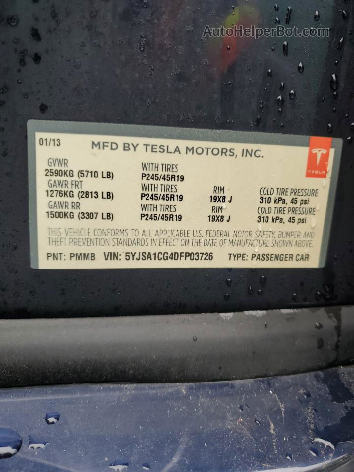 2013 Tesla Model S  Blue vin: 5YJSA1CG4DFP03726