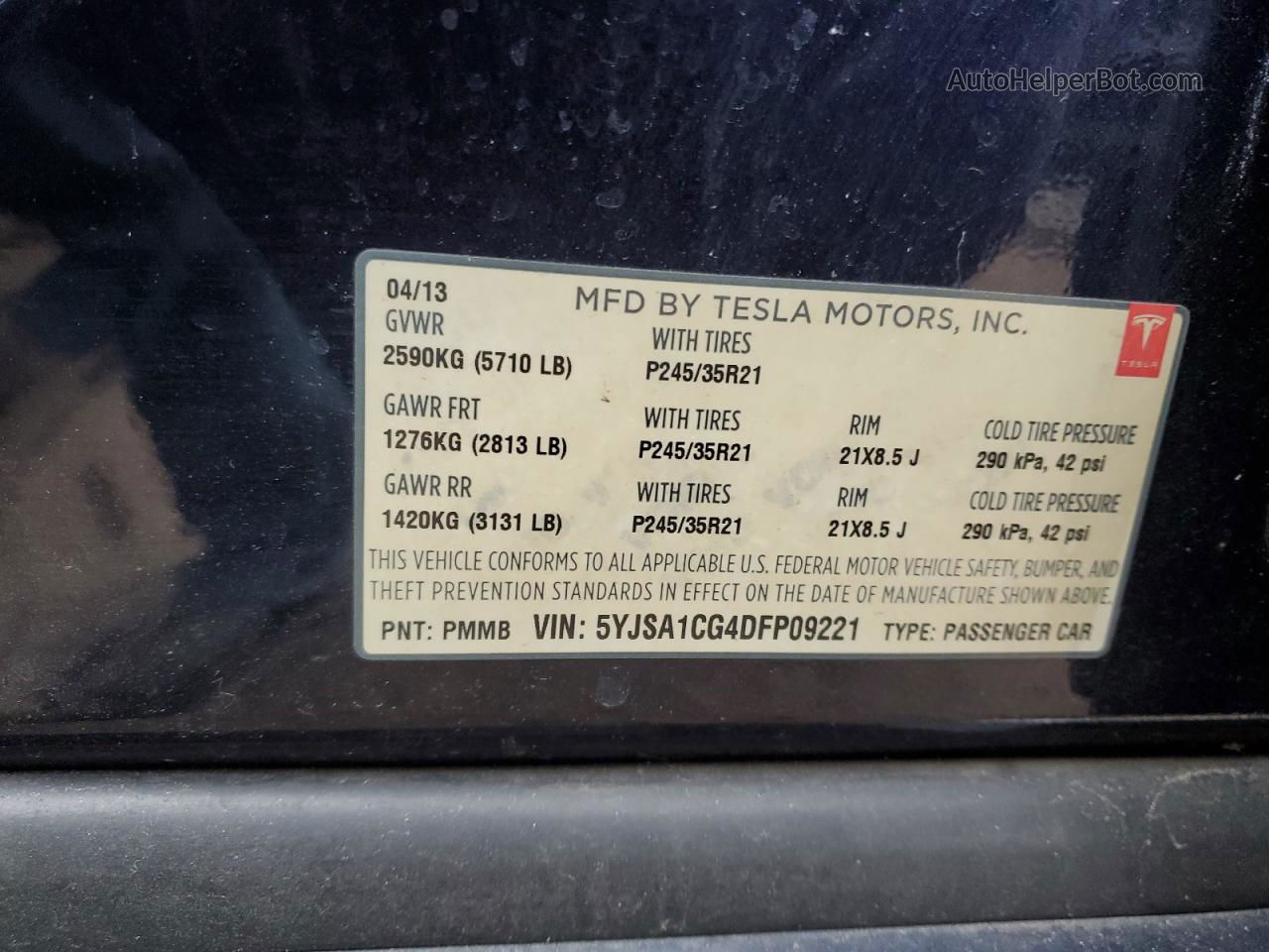 2013 Tesla Model S  Blue vin: 5YJSA1CG4DFP09221