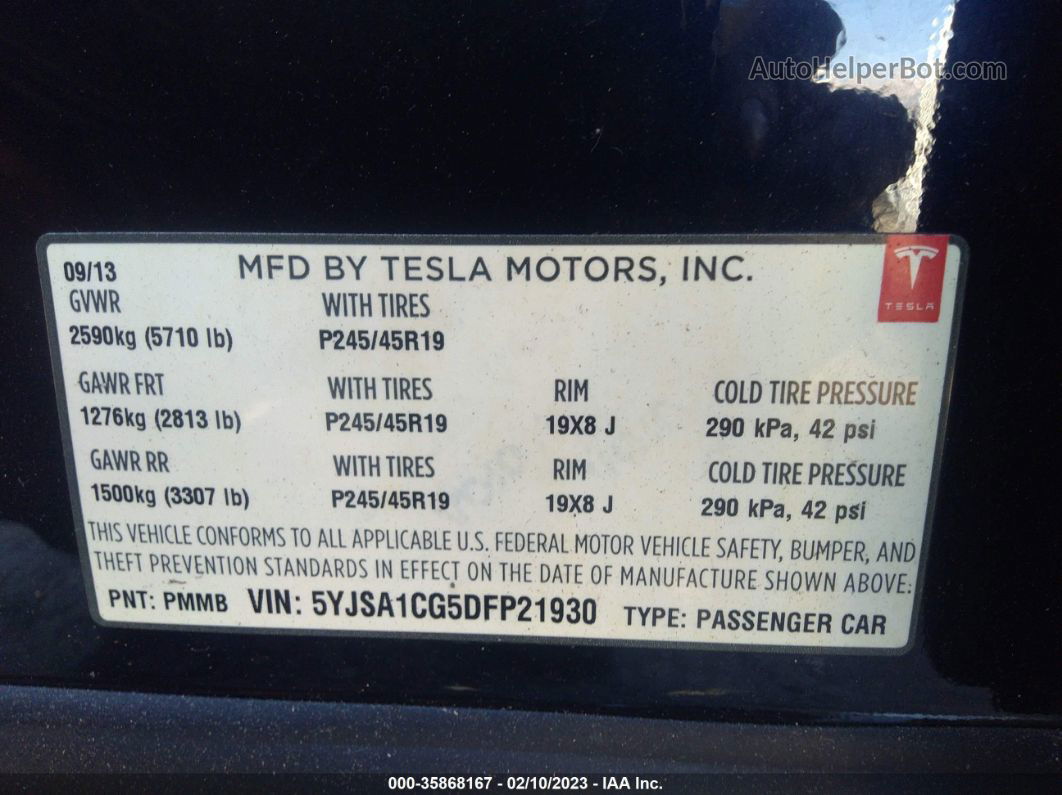 2013 Tesla Model S Dark Blue vin: 5YJSA1CG5DFP21930