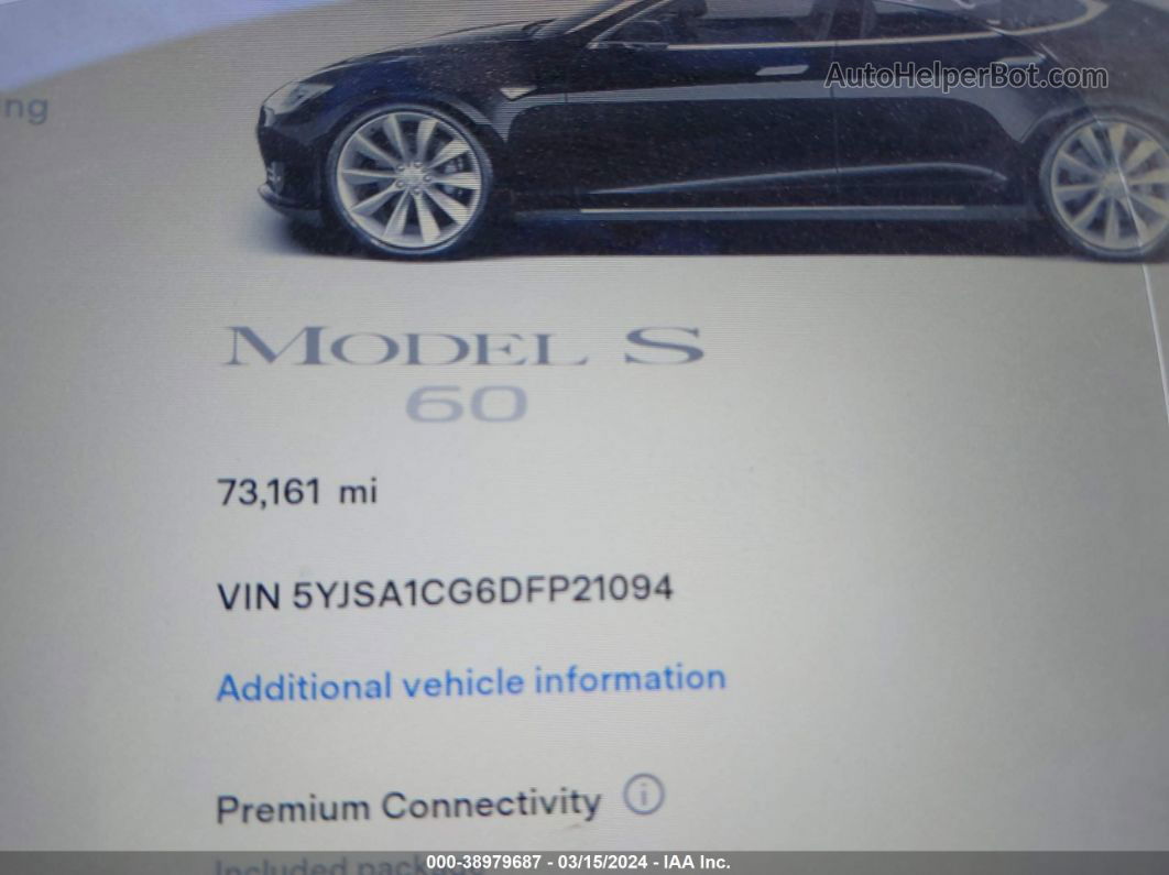 2013 Tesla Model S   Black vin: 5YJSA1CG6DFP21094