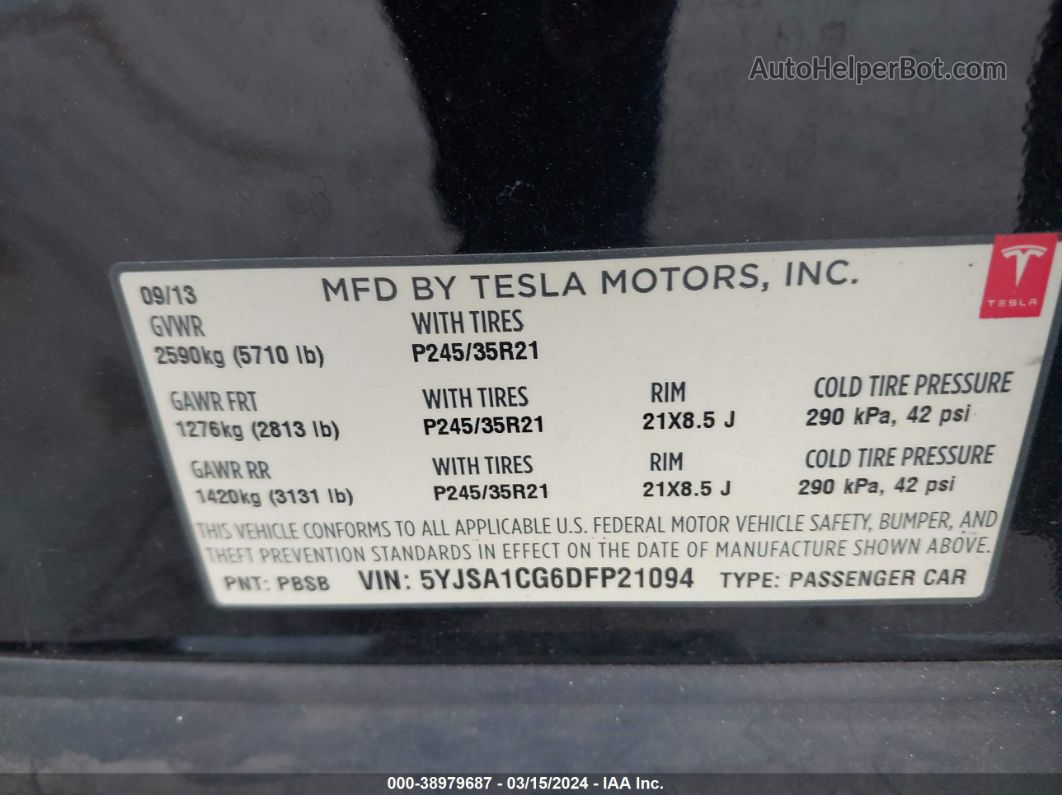 2013 Tesla Model S   Black vin: 5YJSA1CG6DFP21094