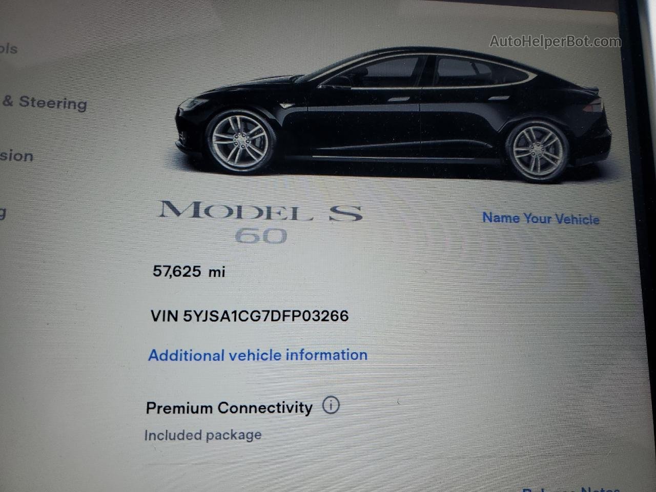 2013 Tesla Model S  Черный vin: 5YJSA1CG7DFP03266