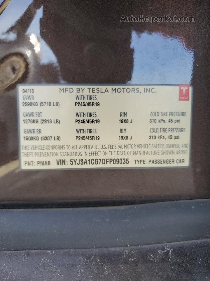 2013 Tesla Model S  Коричневый vin: 5YJSA1CG7DFP09035