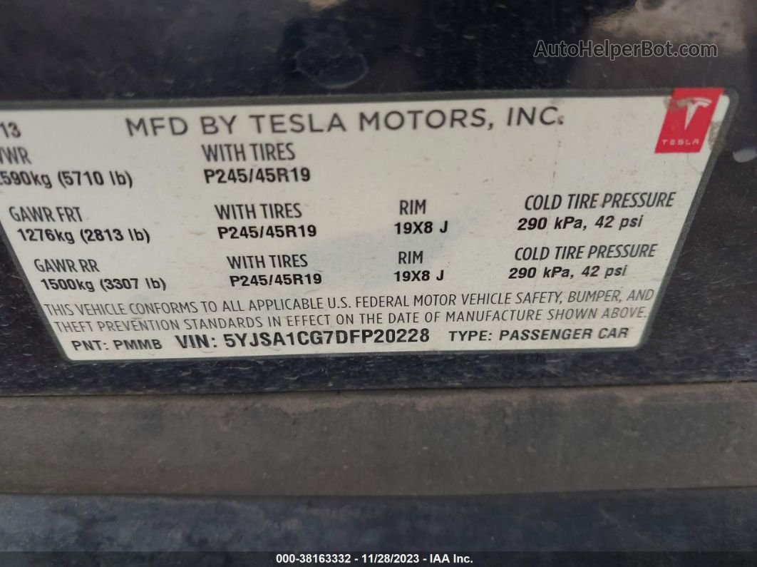 2013 Tesla Model S Dark Blue vin: 5YJSA1CG7DFP20228