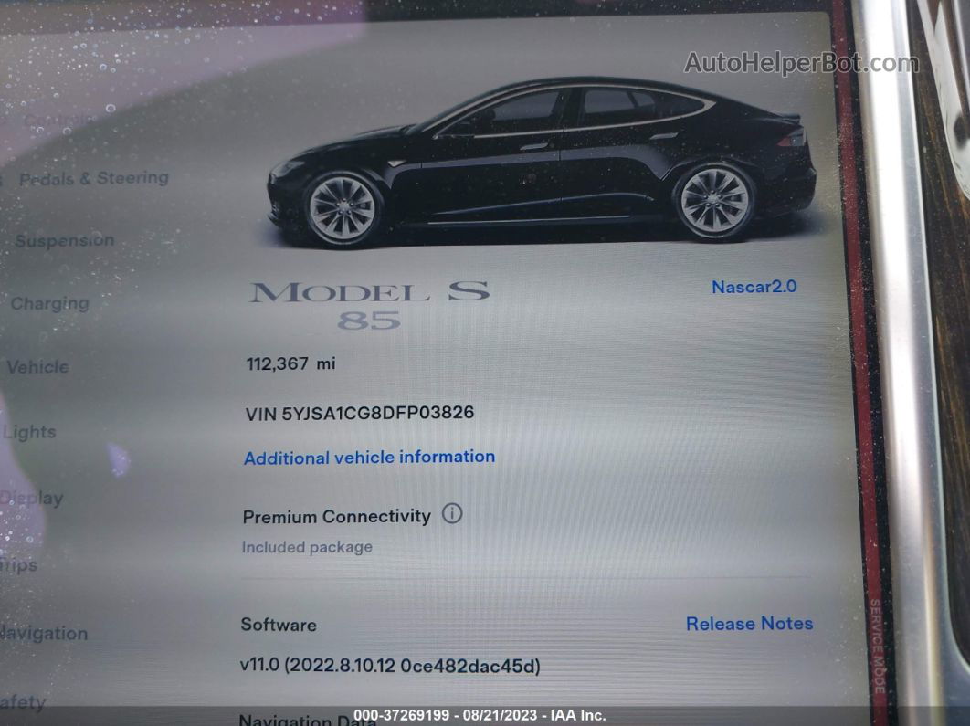 2013 Tesla Model S   Черный vin: 5YJSA1CG8DFP03826