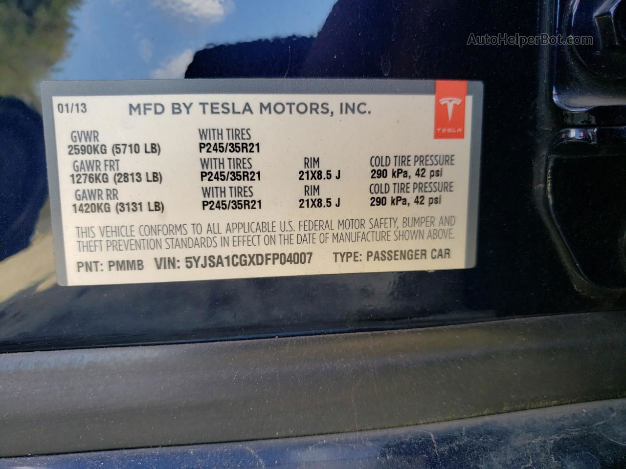 2013 Tesla Model S  Blue vin: 5YJSA1CGXDFP04007