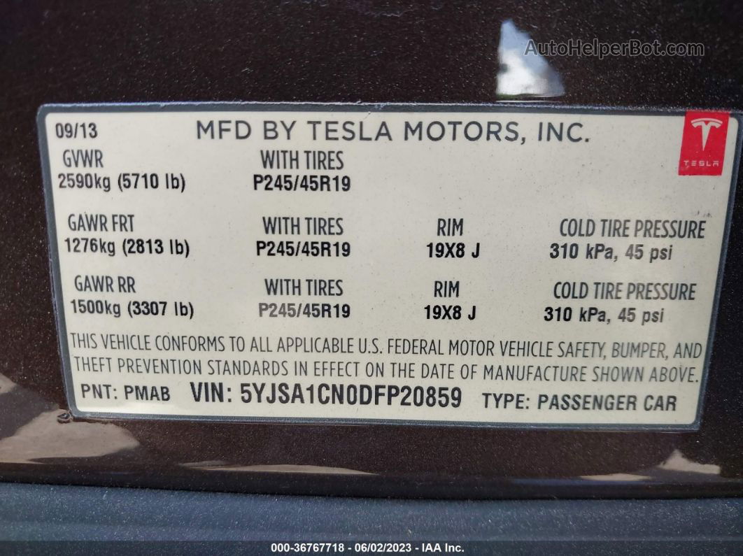 2013 Tesla Model S   Brown vin: 5YJSA1CN0DFP20859