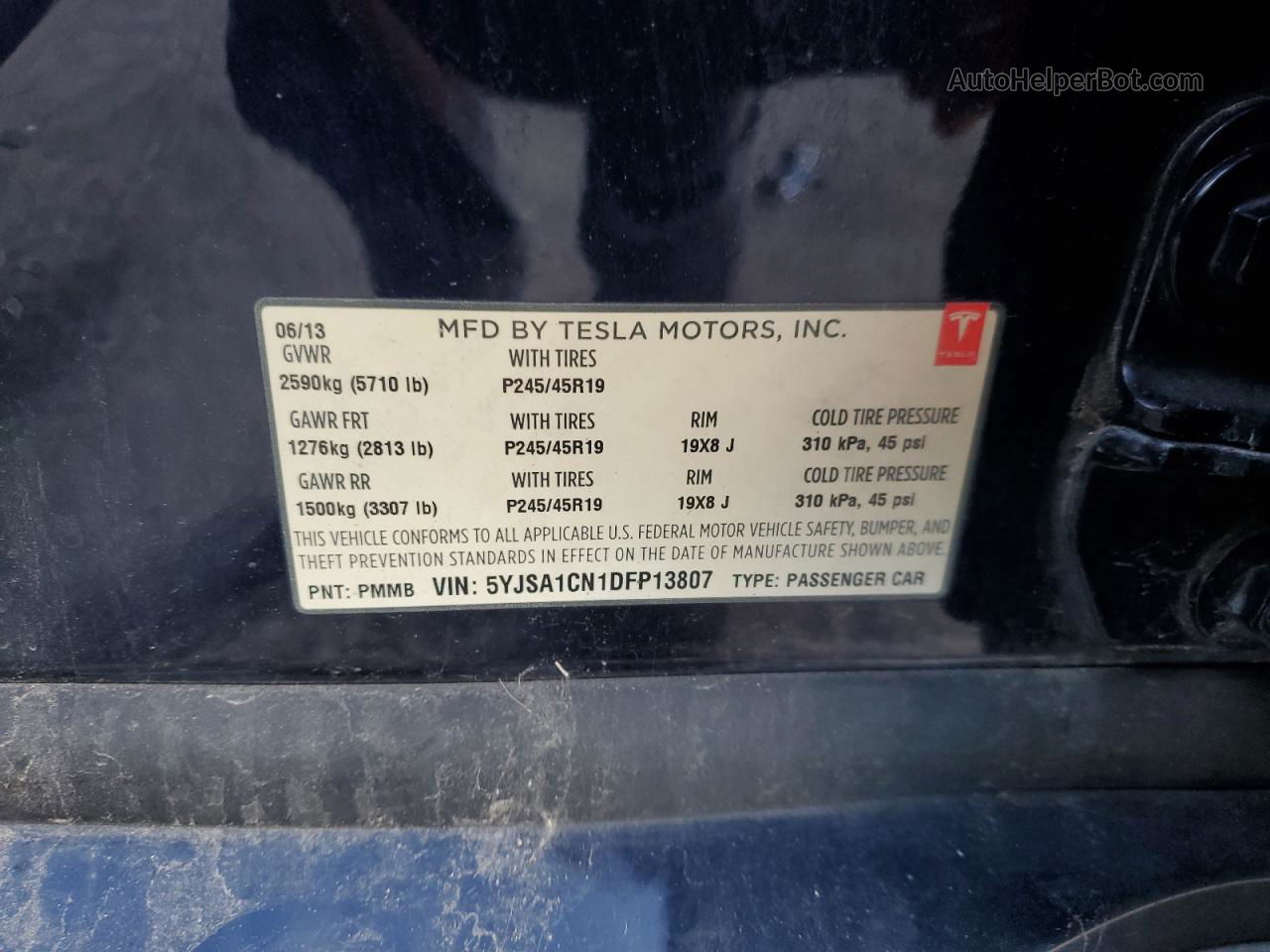 2013 Tesla Model S  Blue vin: 5YJSA1CN1DFP13807