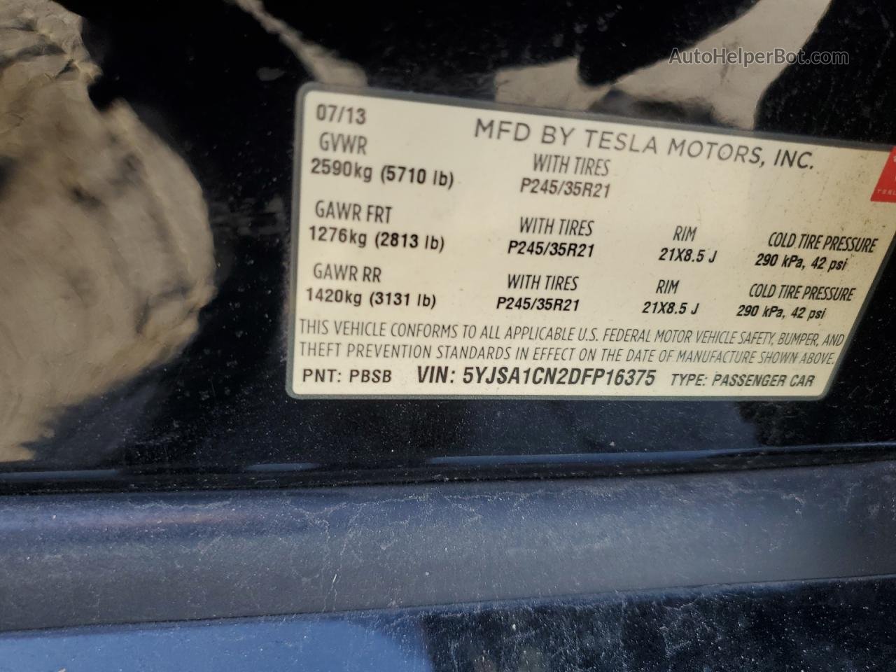 2013 Tesla Model S  Black vin: 5YJSA1CN2DFP16375