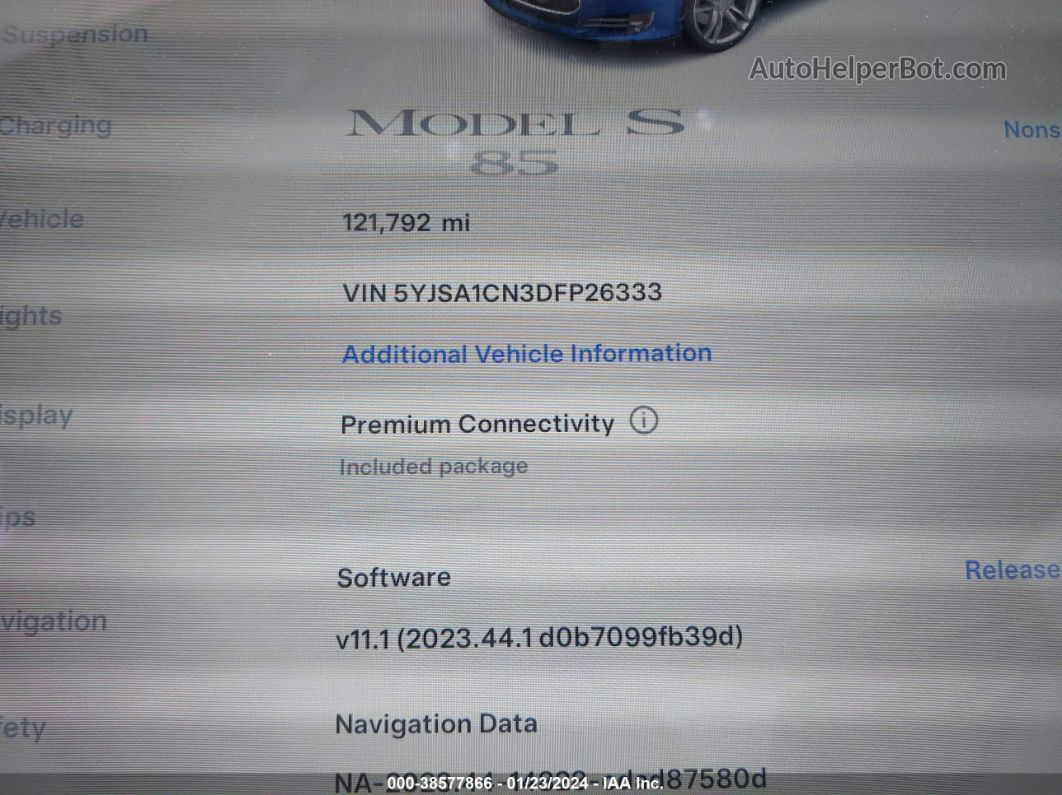 2013 Tesla Model S Синий vin: 5YJSA1CN3DFP26333