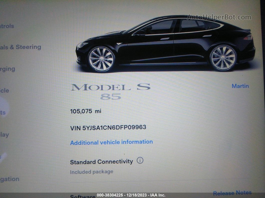 2013 Tesla Model S   Черный vin: 5YJSA1CN6DFP09963