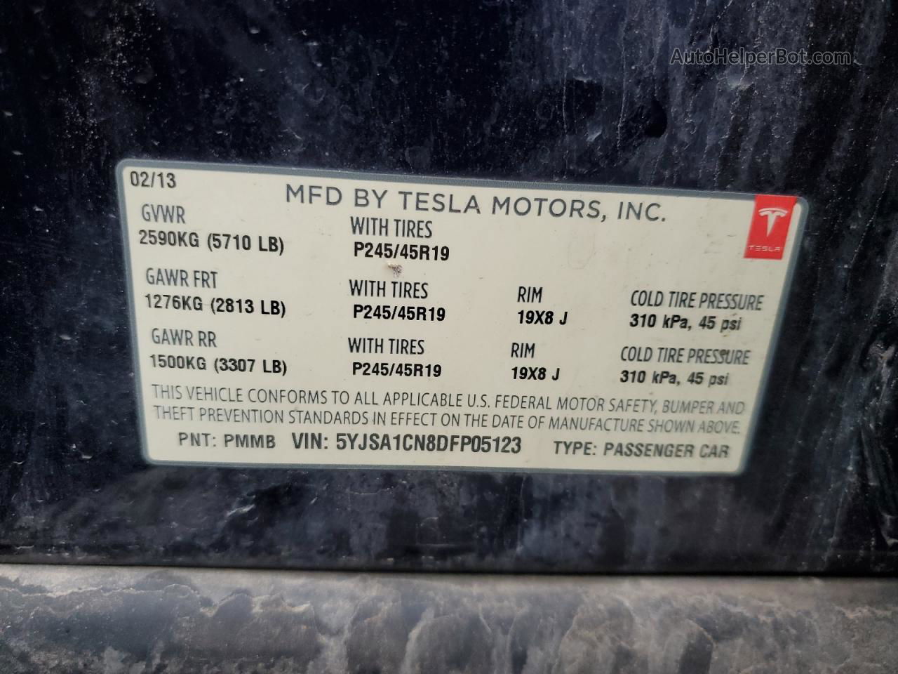 2013 Tesla Model S  Blue vin: 5YJSA1CN8DFP05123