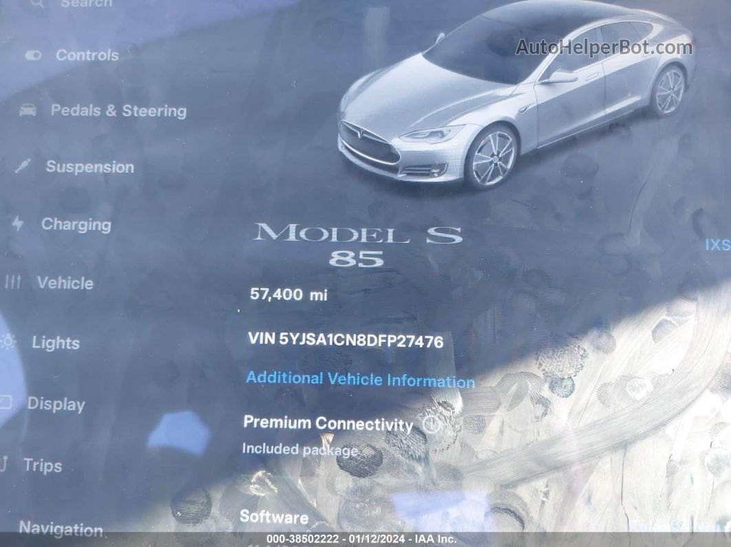 2013 Tesla Model S   Серебряный vin: 5YJSA1CN8DFP27476