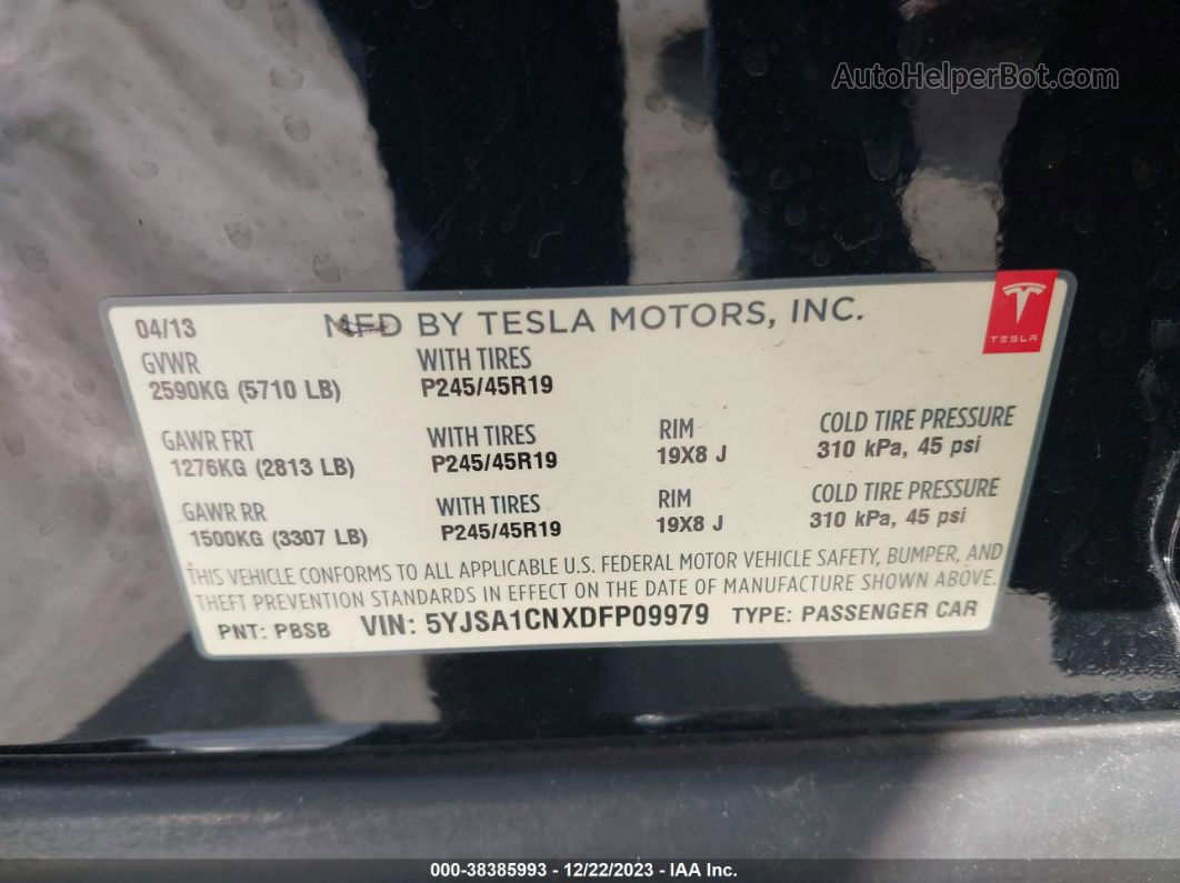 2013 Tesla Model S Black vin: 5YJSA1CNXDFP09979