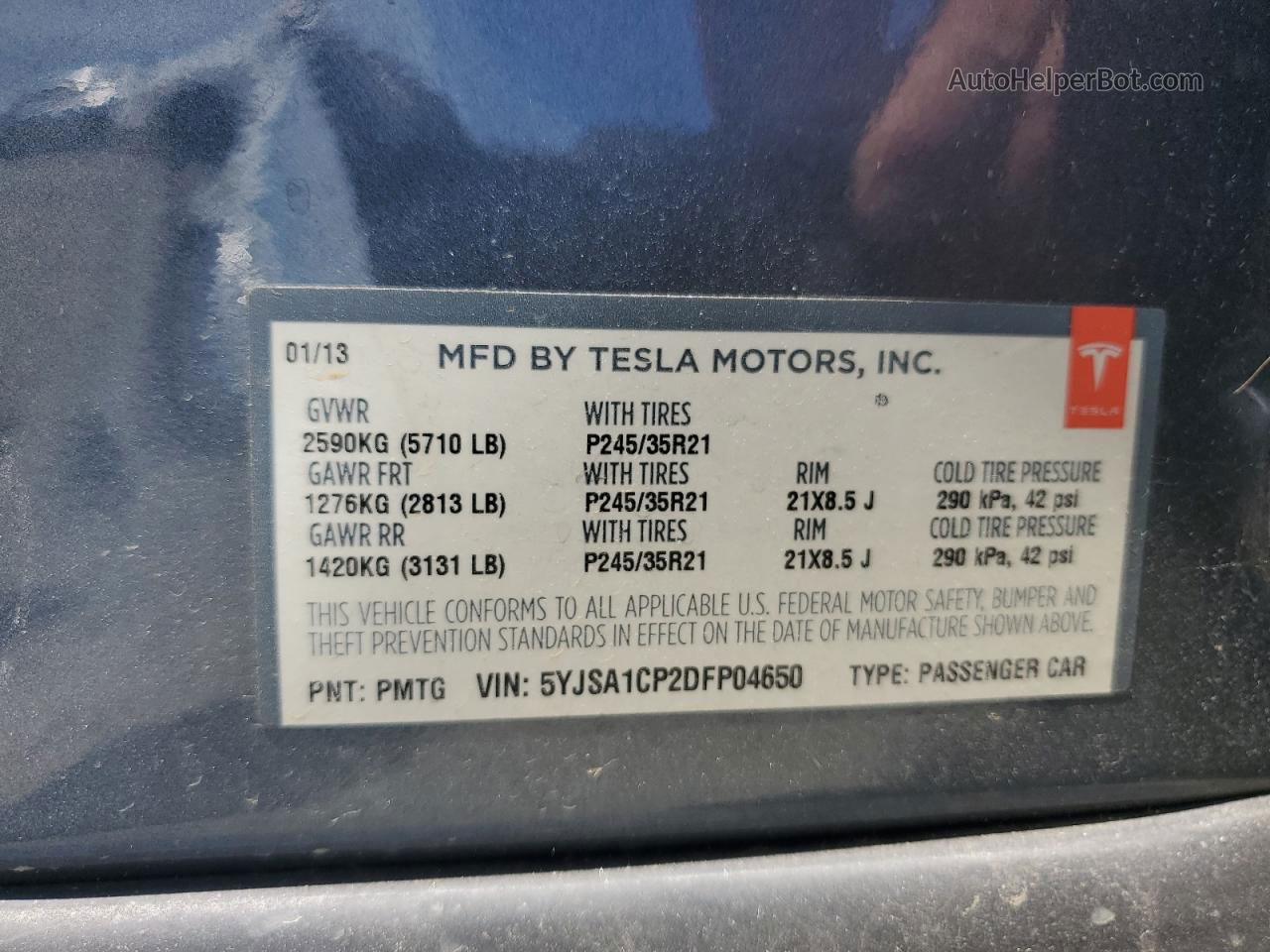 2013 Tesla Model S  Gray vin: 5YJSA1CP2DFP04650