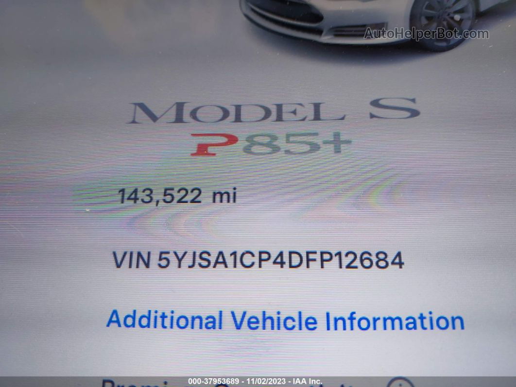 2013 Tesla Model S Performance Белый vin: 5YJSA1CP4DFP12684