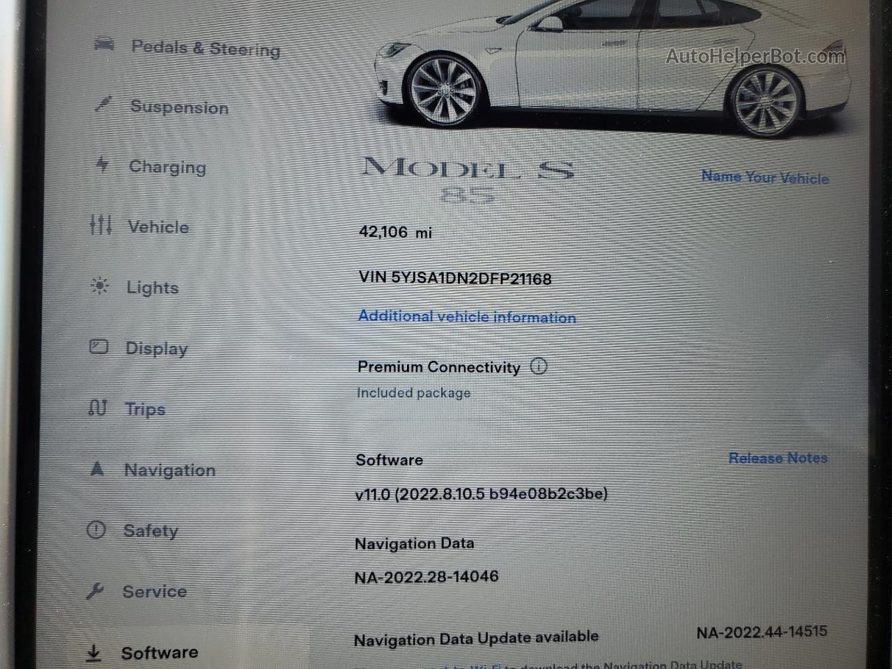 2013 Tesla Model S  White vin: 5YJSA1DN2DFP21168