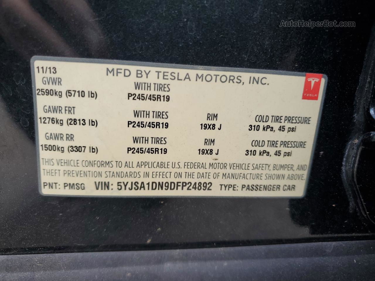 2013 Tesla Model S  Зеленый vin: 5YJSA1DN9DFP24892