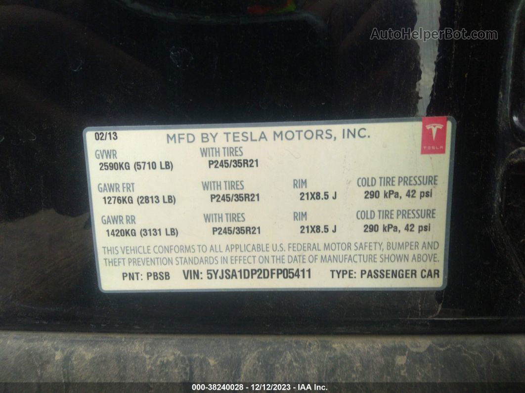 2013 Tesla Model S Performance Black vin: 5YJSA1DP2DFP05411