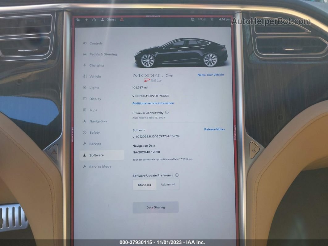 2013 Tesla Model S Performance Черный vin: 5YJSA1DP2DFP13072