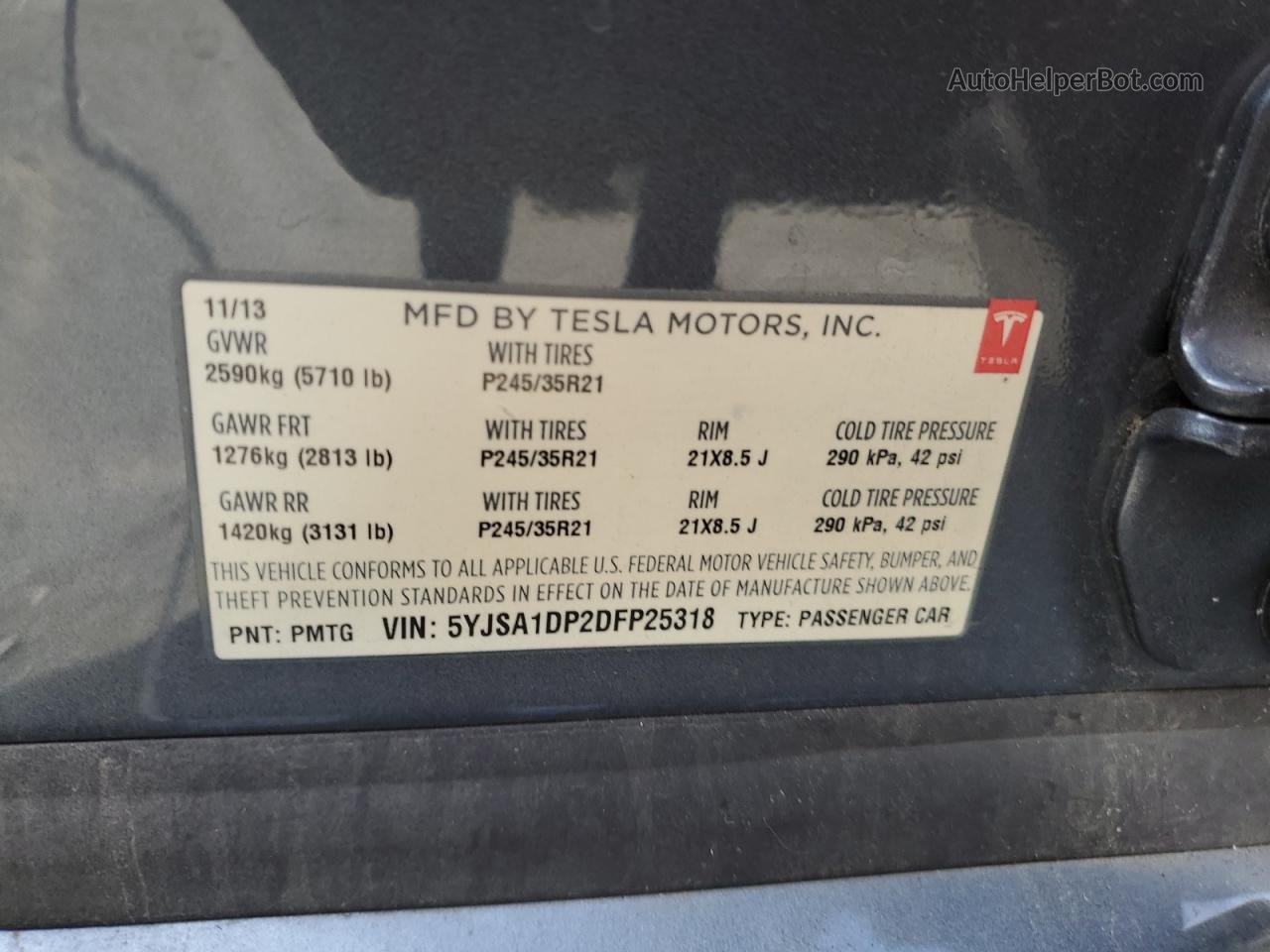 2013 Tesla Model S  Black vin: 5YJSA1DP2DFP25318