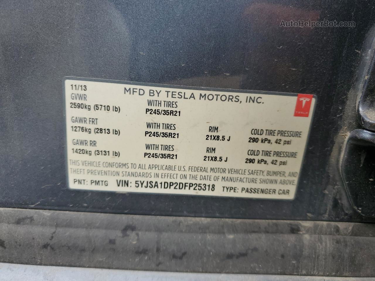 2013 Tesla Model S  Black vin: 5YJSA1DP2DFP25318