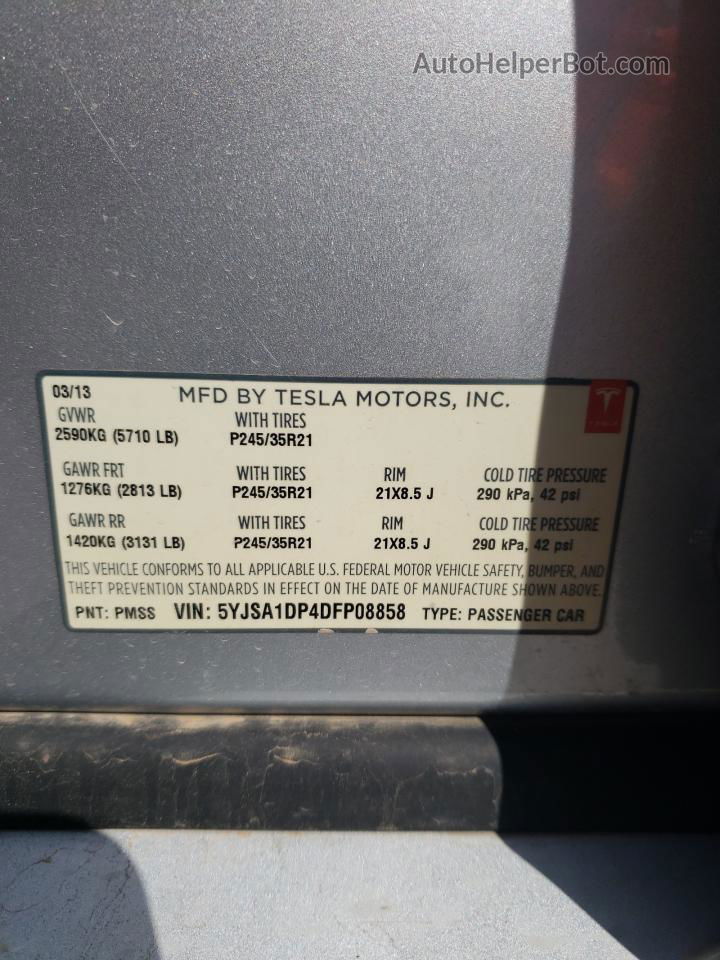 2013 Tesla Model S  Silver vin: 5YJSA1DP4DFP08858