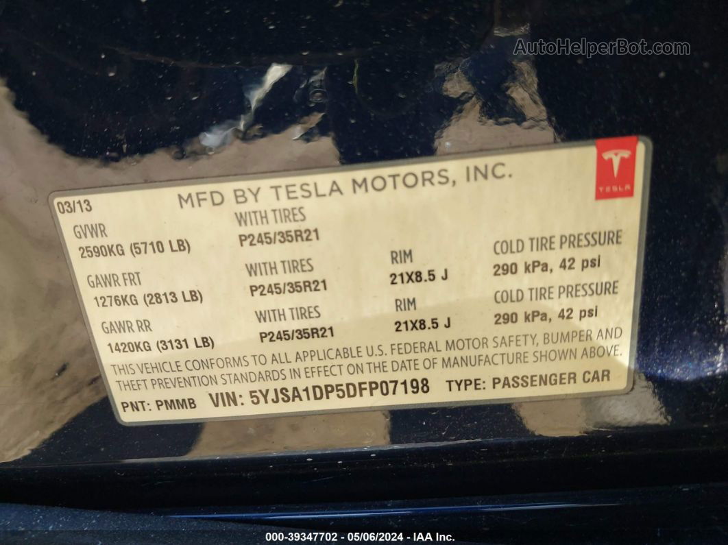 2013 Tesla Model S Performance Blue vin: 5YJSA1DP5DFP07198