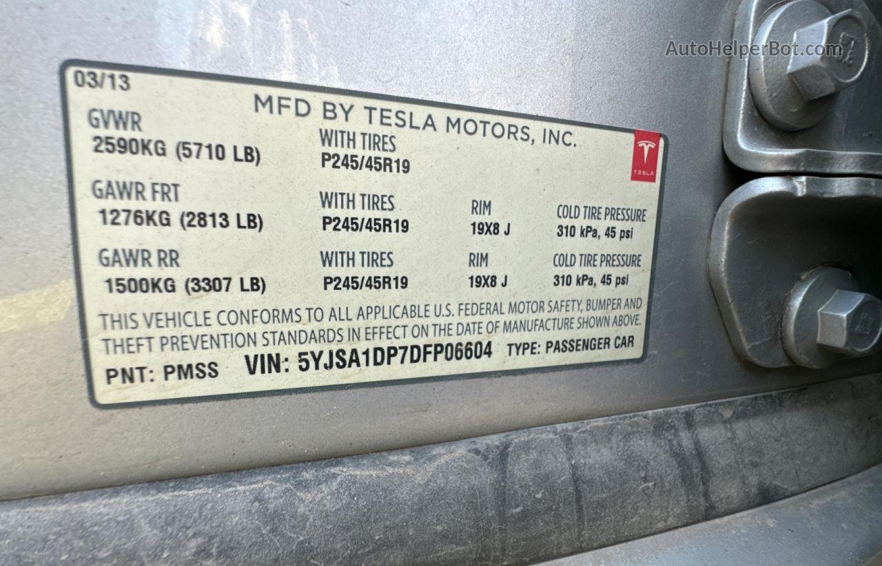 2013 Tesla Model S  Silver vin: 5YJSA1DP7DFP06604