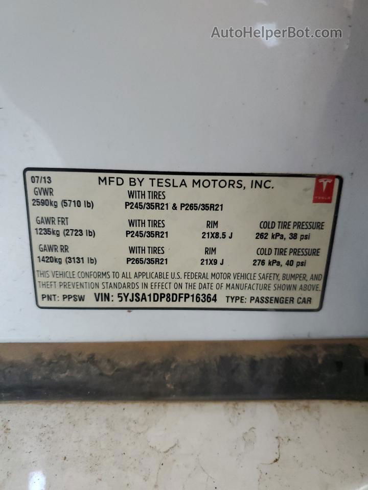 2013 Tesla Model S  Белый vin: 5YJSA1DP8DFP16364