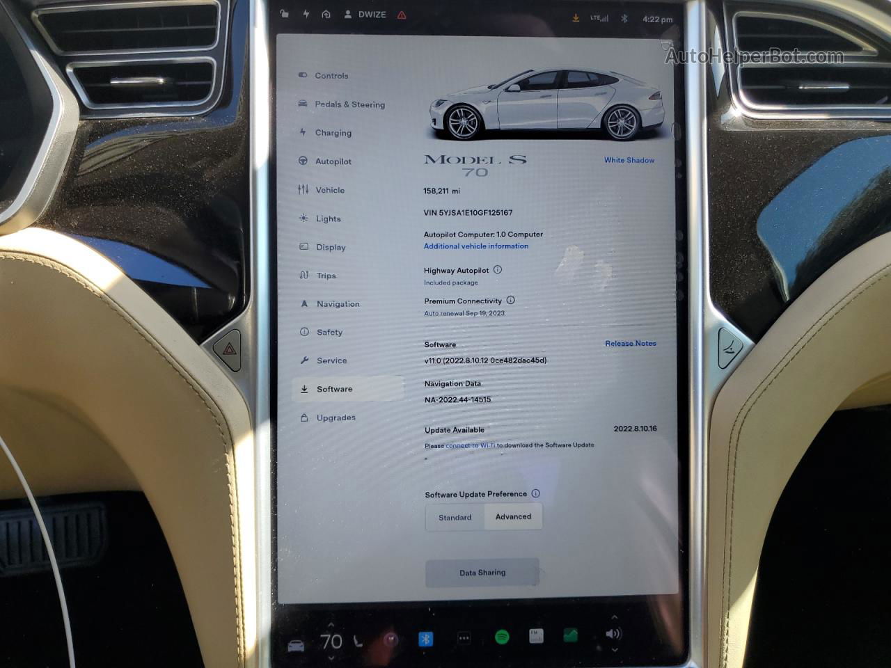 2016 Tesla Model S  Белый vin: 5YJSA1E10GF125167