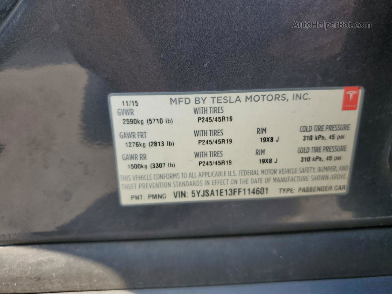 2015 Tesla Model S  Black vin: 5YJSA1E13FF114601