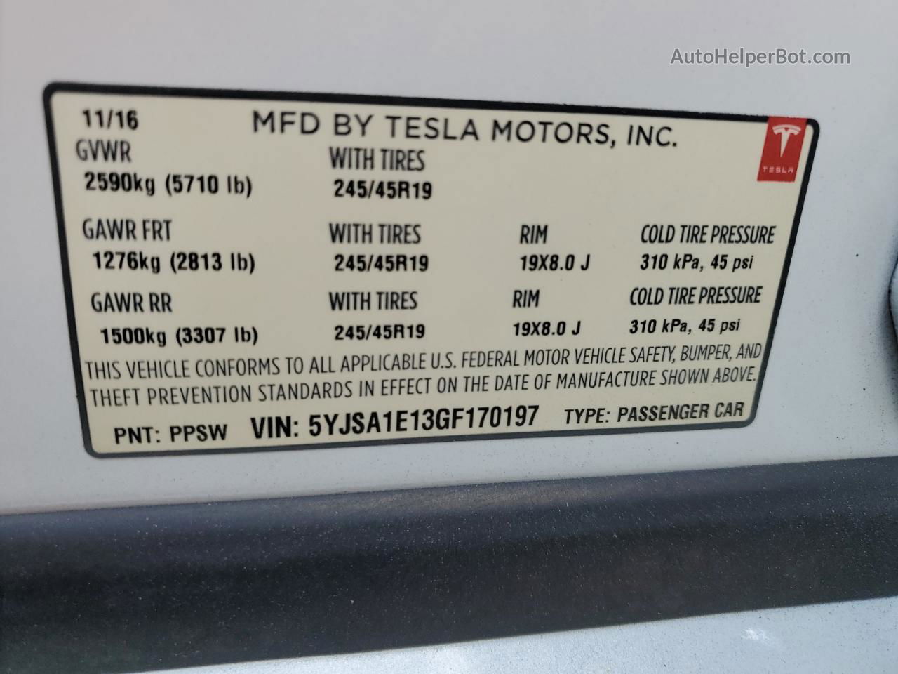 2016 Tesla Model S  White vin: 5YJSA1E13GF170197