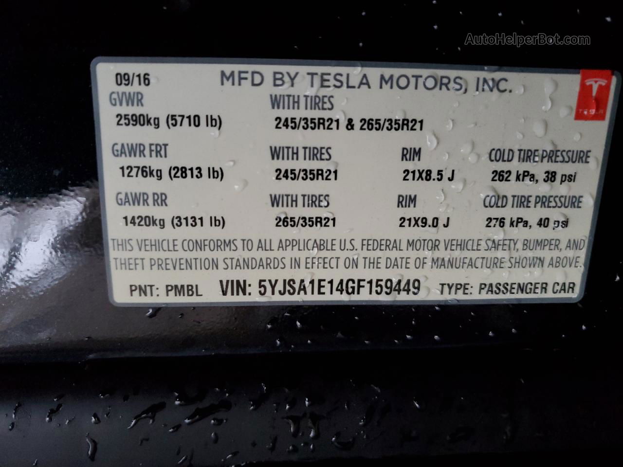 2016 Tesla Model S  Black vin: 5YJSA1E14GF159449