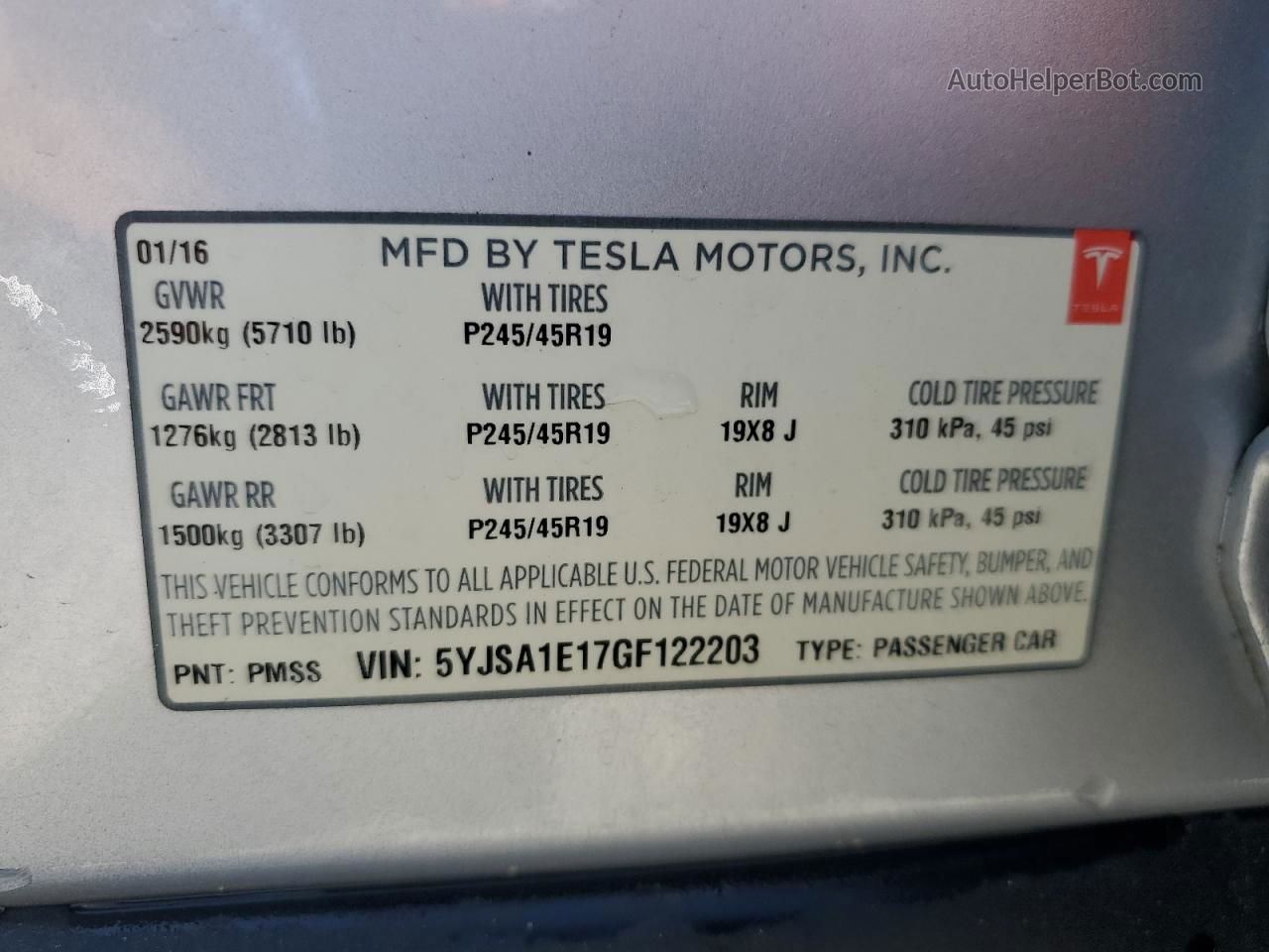 2016 Tesla Model S  Silver vin: 5YJSA1E17GF122203