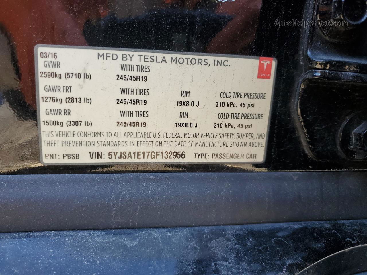 2016 Tesla Model S  Черный vin: 5YJSA1E17GF132956