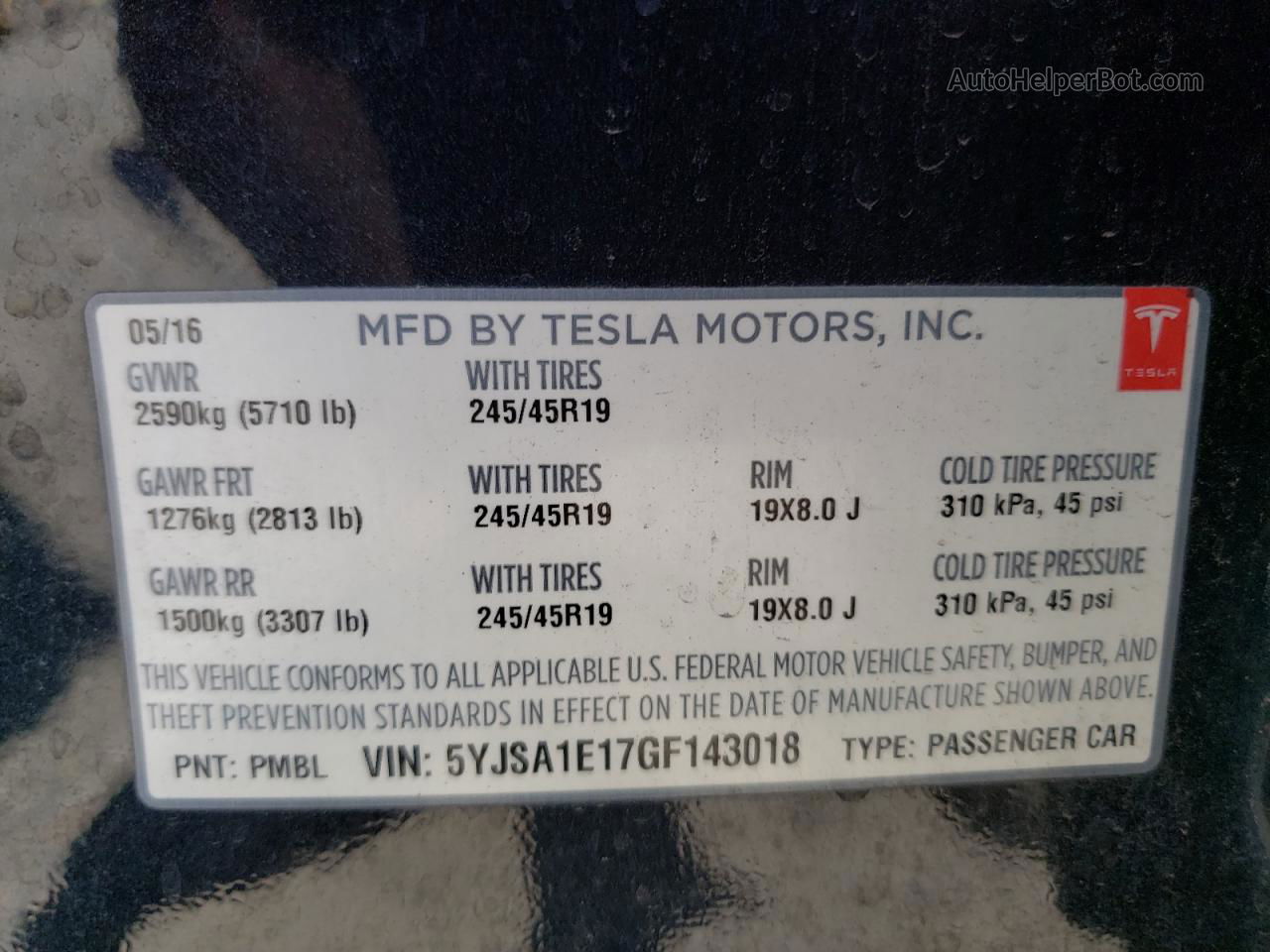 2016 Tesla Model S  Black vin: 5YJSA1E17GF143018