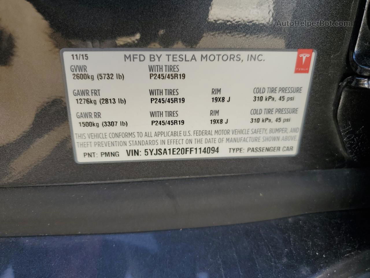 2015 Tesla Model S  Blue vin: 5YJSA1E20FF114094