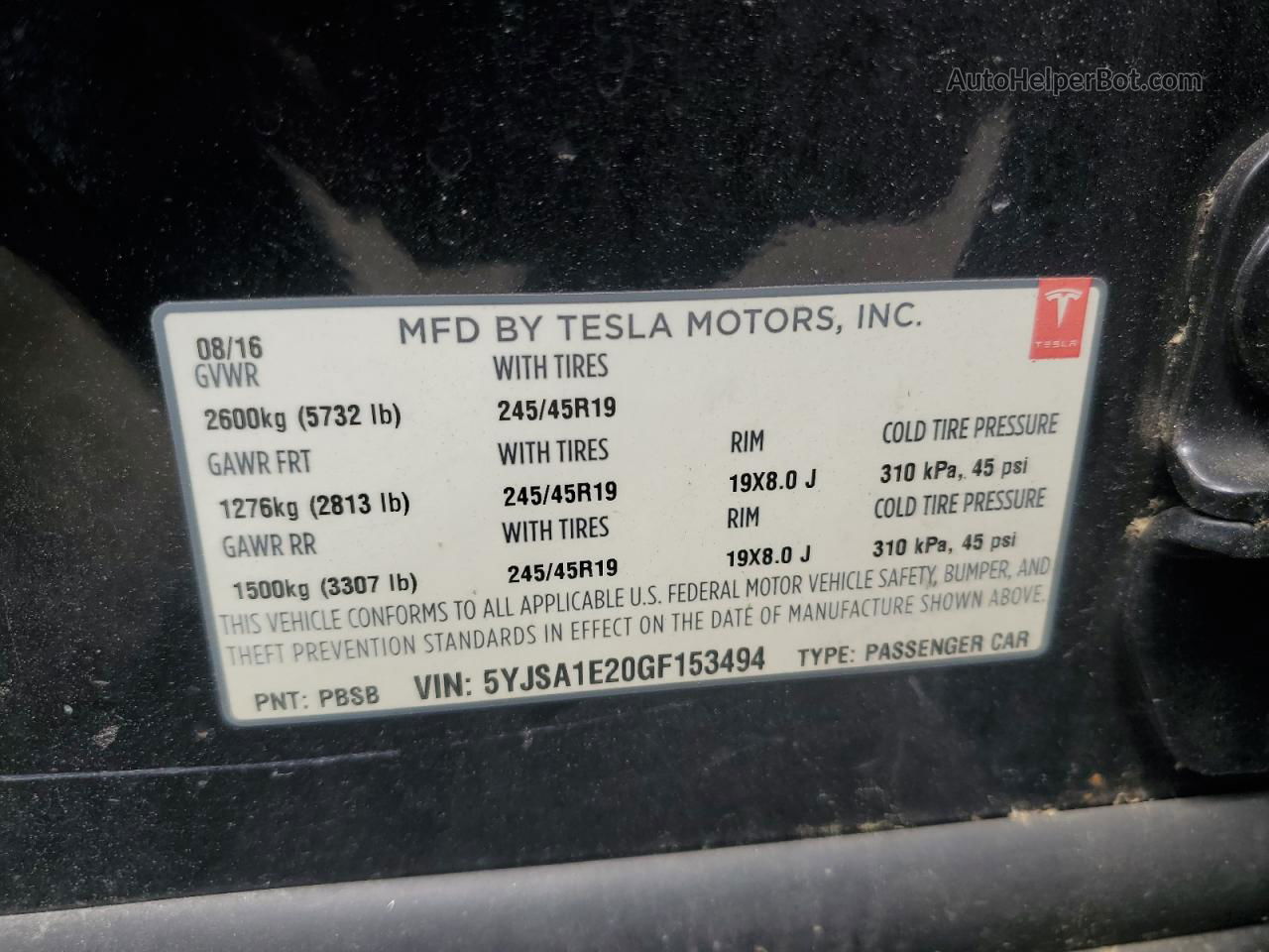 2016 Tesla Model S  Черный vin: 5YJSA1E20GF153494