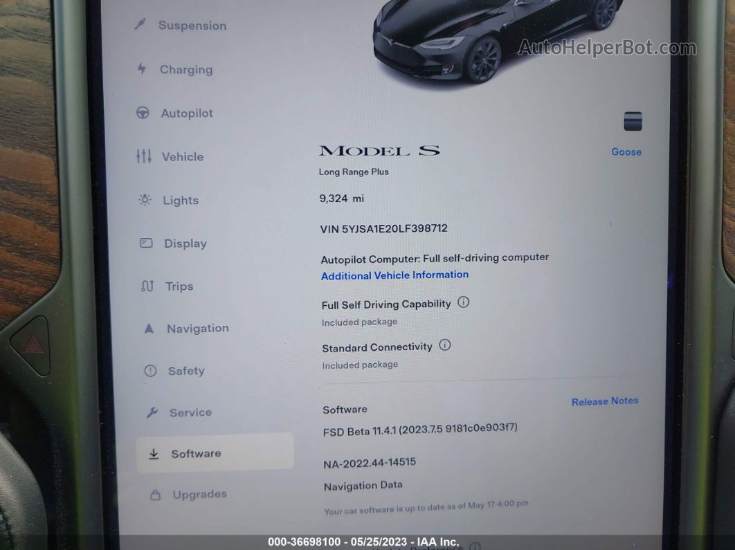 2020 Tesla Model S Long Range Unknown vin: 5YJSA1E20LF398712