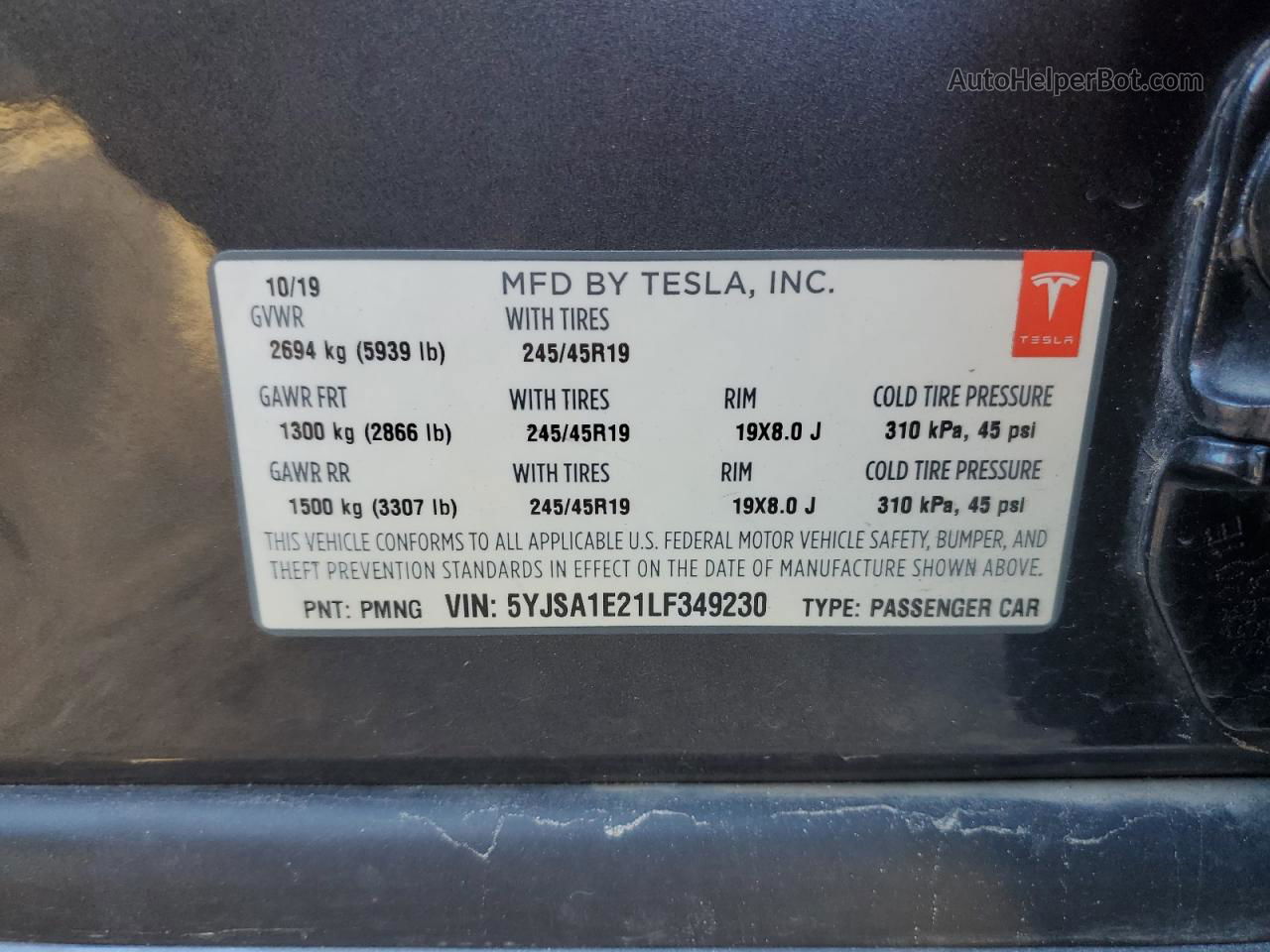 2020 Tesla Model S  Gray vin: 5YJSA1E21LF349230